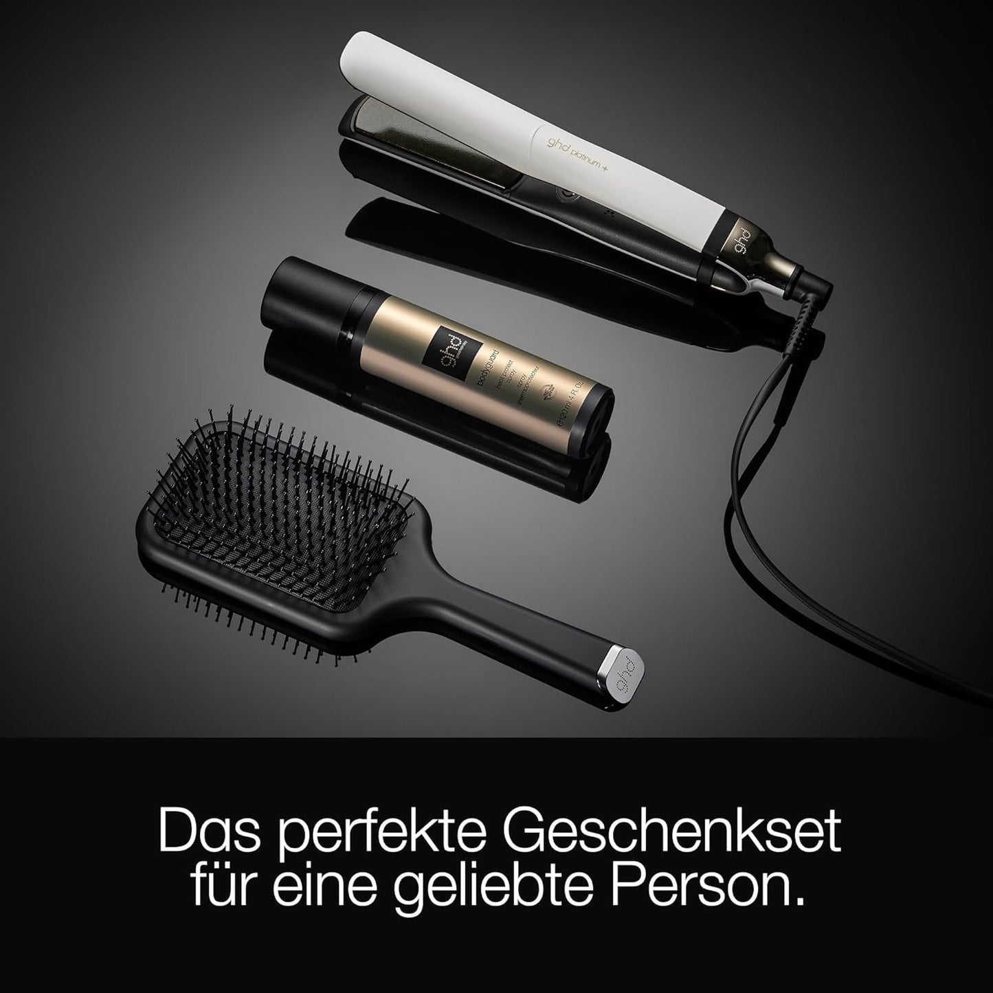 ghd platinum+ Geschenkset mit dem ghd bodyguard und der Allrounder Bürste - Paddle Brush